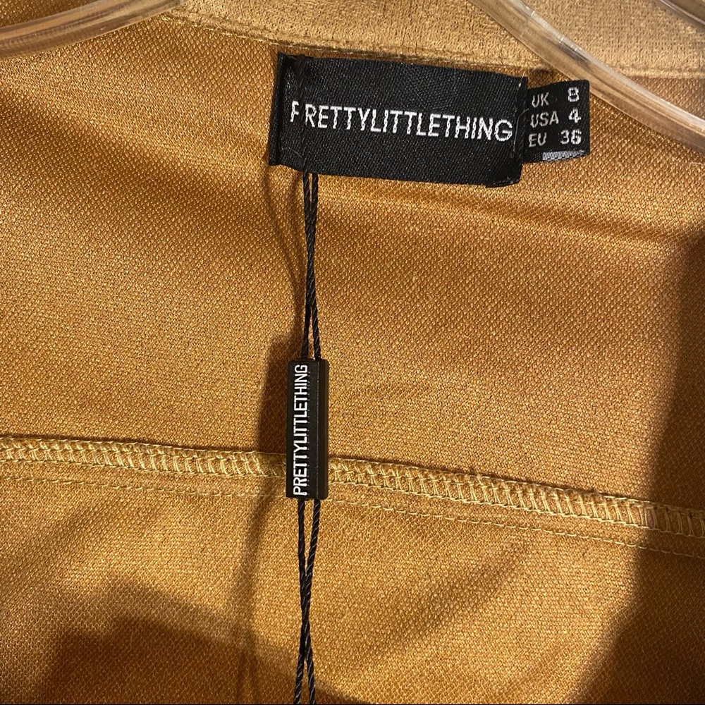 NWT PRETTYLITTLETHINGS CAMEL FAUX LEATHER SUEDE BIKER JACKET Sz XS - Picture 14 of 14